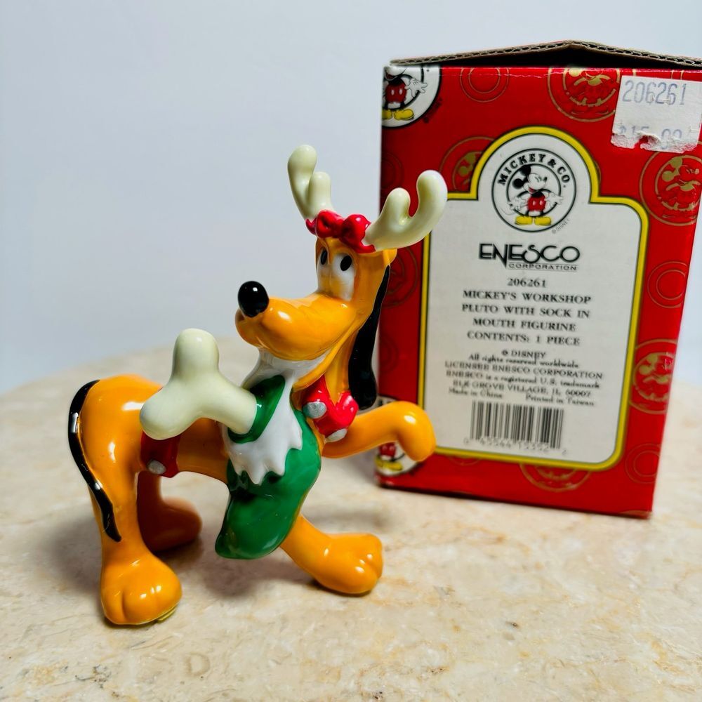 Vintage Disney Pluto Enesco Figurine Mickey's Workshop Mickey &‎ Co VTG